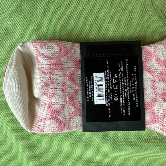 COACH SIGNATURE ANKLE LENGTH SOCKS (PAIR):NWT  PINK/CHALK C9136 - Picture 8 of 8